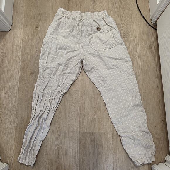 Cotton On Cream White Striped 100% Linen Coastal Pull On Jogger Pants Size Small - Picture 8 of 8
